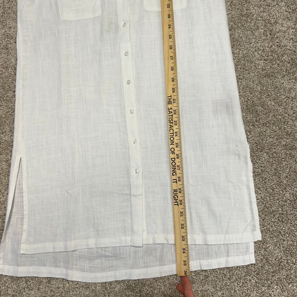 Philosophy Linen Blend Sleeveless Shirt Collared Dress Women Size Medium White - Picture 4 of 9